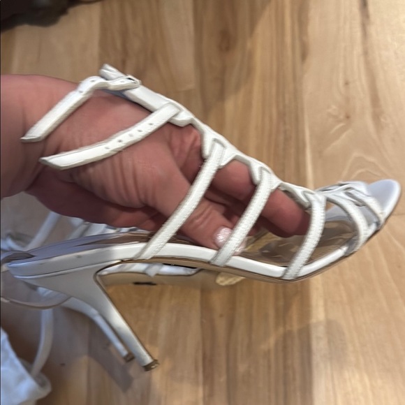 Paul Andrew Genuine Leather White Gladiator Sandals with Cage Design GUC - Picture 5 of 6